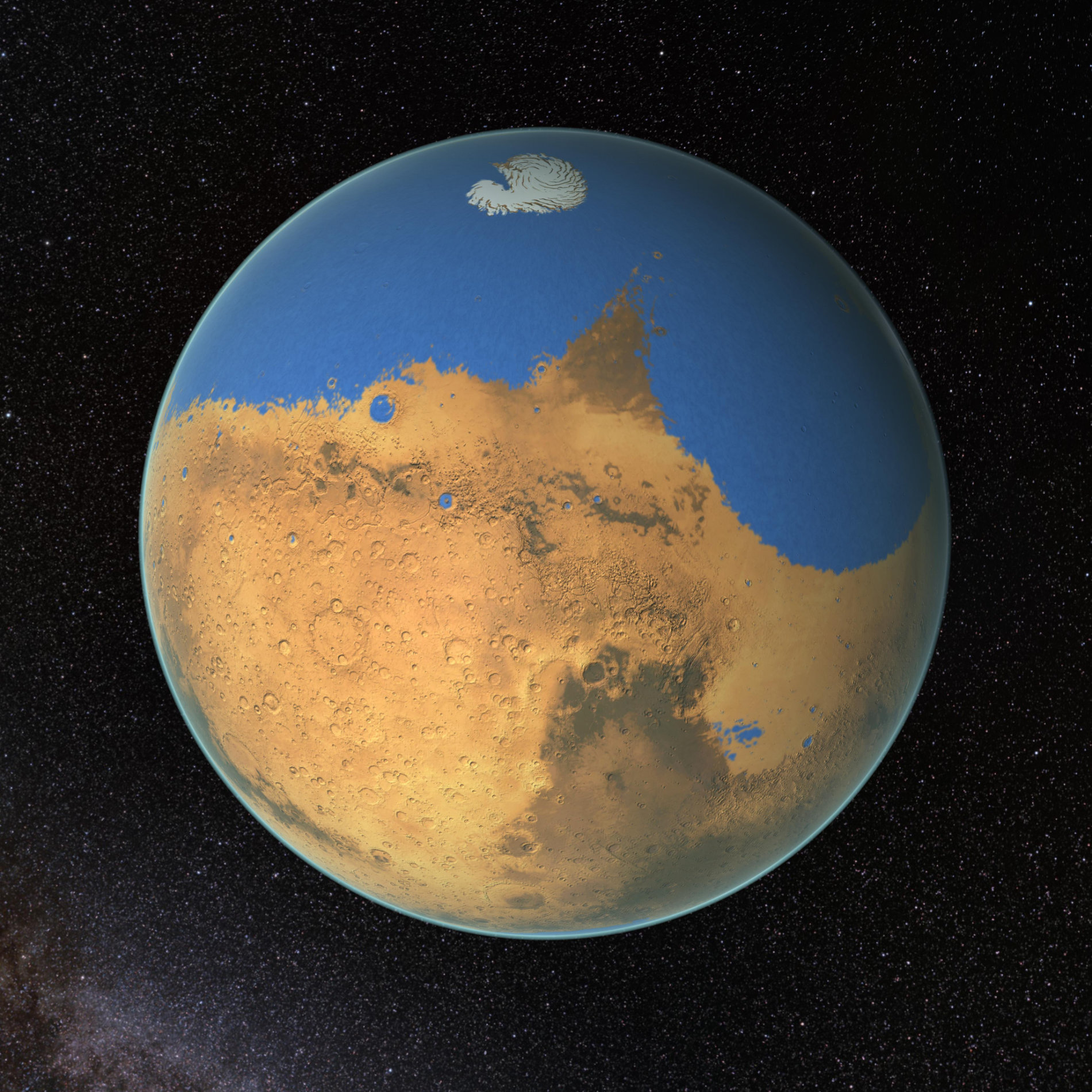 A primitive ocean on Mars proposed by NASA scientists